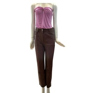 Artizia Wilfred Vegan Leather Pants Brown Womens Inseam 28